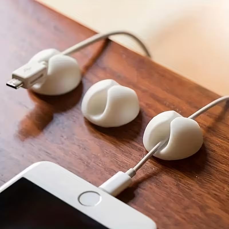 6pcs 6 Pcs Desktop Cable Managers Cable Clips, Cord Holder for Desk, Adhesive Cable Organizer, White, 6Pcs