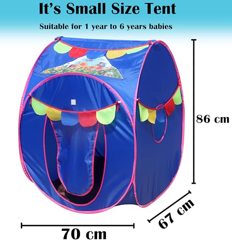 Image of Homecute Pop Up Foldable Hut Type Kids Toys Baby Tent House, Tent House for Girls & Boys, Play Tent House Suitable for 1 Year to 6 Years (Small Size Blue)