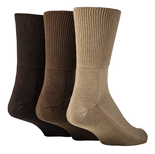 Image of IOMI Footnurse - 3 Pack Unisex Extra Wide Bamboo Diabetic Socks | 4 Sizes | For Swollen Feet & Legs | Smooth Toe Seam | Cushioned Foot (6-8.5 UK, Brown)