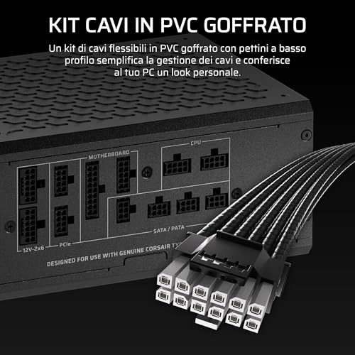 CORSAIR HX1500i SHIFT Alimentatore ATX completamente modulare – Hub di sistema iCUE LINK integrato, doppi cavi nativi 12V 2x6, ATX 3.1 e PCIe 5.1, Cybenetics Platinum – Nero - Alimentatore - Immagine 7