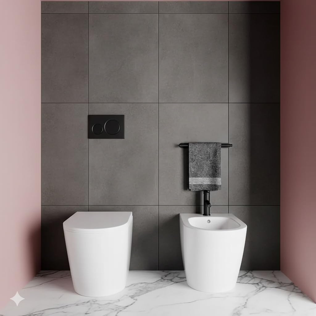 Paire de sanitaires sur pied hortensia en céramique blanche sans bride