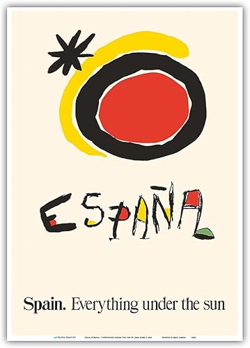 Miniatura 7 de España (España) - Póster de viaje vintage de Joan Miro c.1983 - Impresión artística maestra (sin marco) 12 x 18 pulgadas