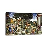  NOLEGA Sandro Botticelli Cadre en bois Tableau Décoration Murale Salon Tableaux D\'artiste Célèbre L\'histoire de Moïse Impression Image sur Toile Reproduction Affiche Maison 60x96cm(24x38in) Encadrée