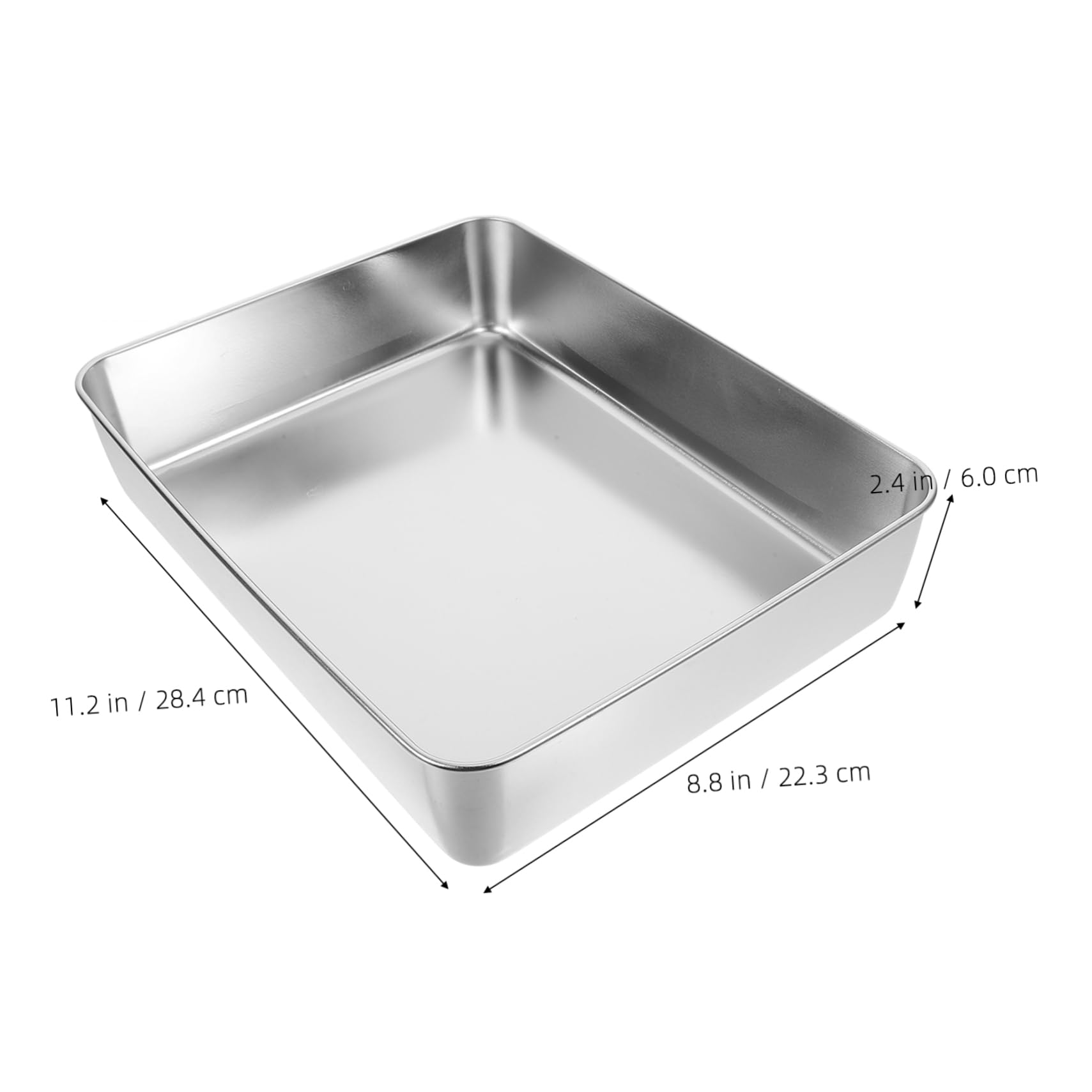 IMIKEYA Teglia da Forno Rettangolare in Acciaio Inox, Argento
