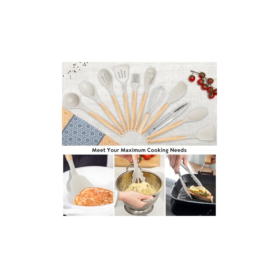 19PCS-Kitchen-Knife-Set-with-Block-Professional-5-PCS-High-Carbon-Stainless-Steel-Cooking-Knives-Set-Knife-Block-Set-with-11-PCS-Silicone-Kitchen-Utensils-Set-Convenient-White CADABY 19PCS Kitchen Knife Set with Block, Professional 5 PCS High Carbon Stainless Steel Cooking Knives Set Knife Block Set with 11 PCS Silicone Kitchen Utensils Set, Convenient, White