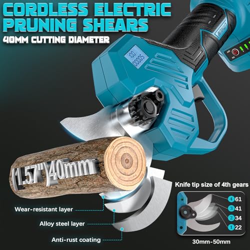 Ecarke Akku-Astschere Professionelle Elektrische Gartenschere kompatibel mit Makita 18V Akku, 40mm Schnittdurchmesser, tragbares Gartenwerkzeug für effizientes Beschneiden – Ohne Akku und Ladegerät