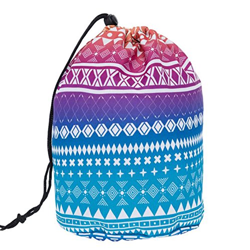 HOYOFO Travel Drawstring Closure Cosmetic Bags Makeup and Toiletries Storage Barrel Bag, Geometric Pattern