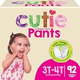 Cutie Girls 3T/4T Refastenable Potty Training Pants, Hypoallergenic with Skin Smart, 92 Count