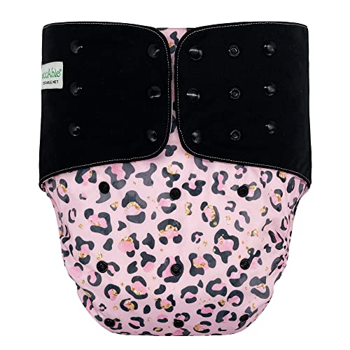 EcoAble Adult Cloth Diaper Cover 2.0, Reusable Incontinence Briefs | Waterproof Protective Underwear for Special Needs Teens, Men and Women (Small, Leopard)