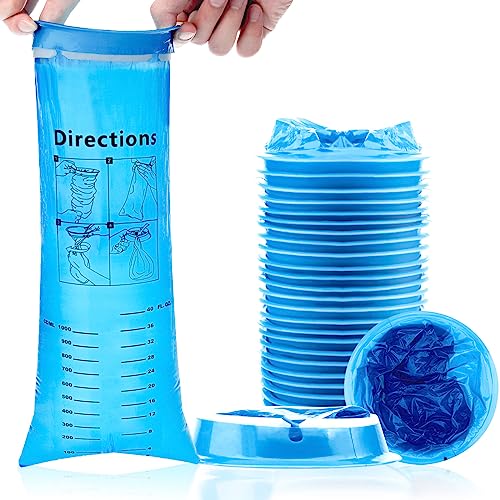 Spuckbeutel mit Ring 25 Stück | Reißfester & Sicherer Kotzbeutel | Auslaufsicherer Verbesserter Verschluss-Ring | 1000 ml Spucktüten | Brechbeutel für Erwachsene und Kinder