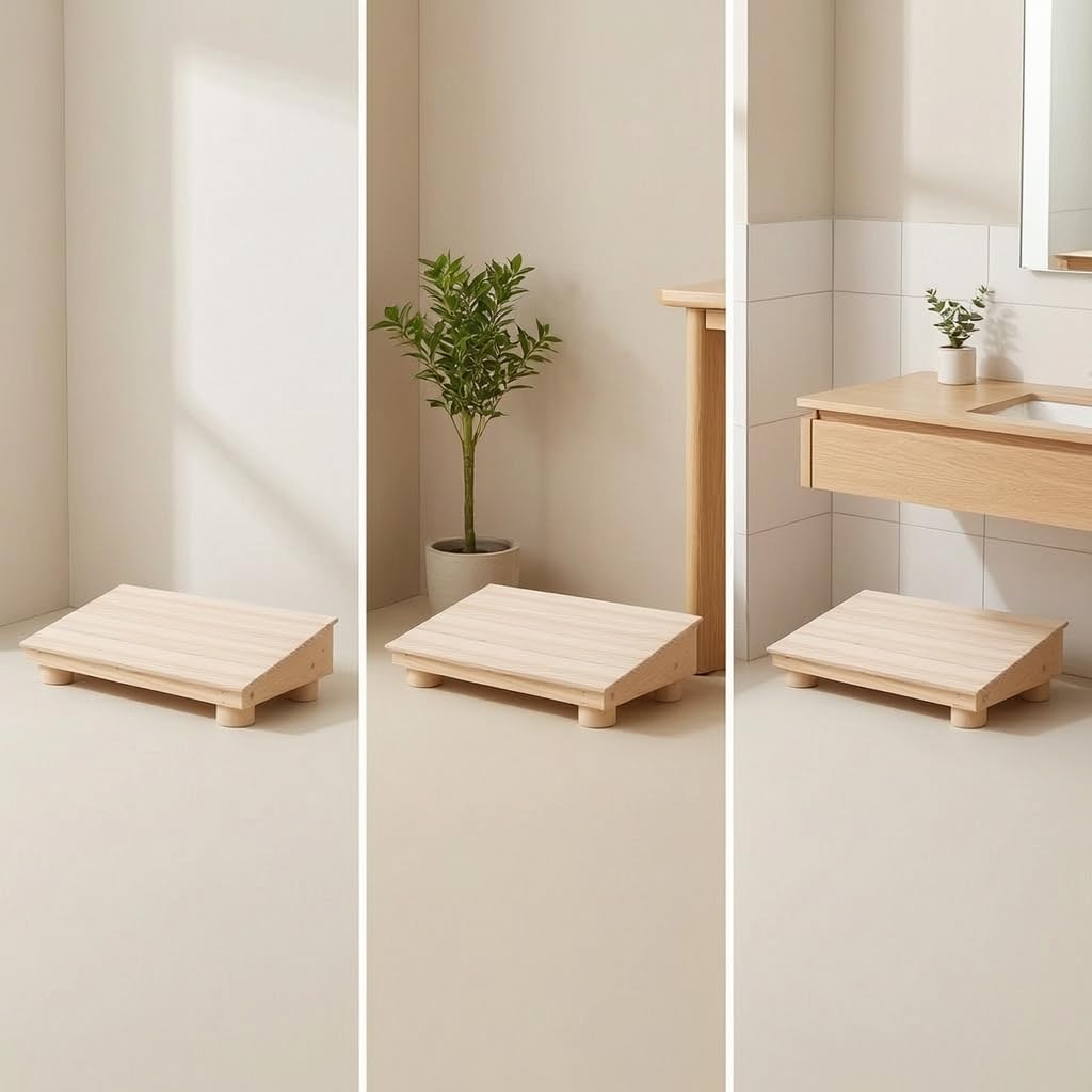 rockible Pedana Portapiedi in Legno Massello con Supporto per Gambe Ergonomico per Ufficio Cucina Bagno Adatto per Adulti E Bambini per Riposo