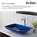 KRAUS Rectangular Blue Glass Vessel Bathroom Sink, 22 inch GVR-204-RE