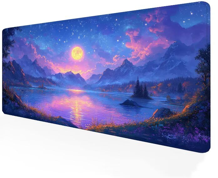 Tapis de Souris Gamer XXL Paysage de Lune pour Créer un Décor de Bureau Apaisant