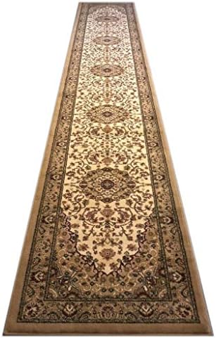 Bellagio Traditional Area Rug Runner 32 in. X 15 Ft. 10 in. Beige 401