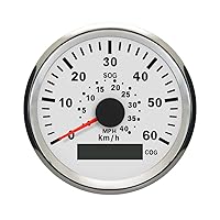 Vista 7 de ELING Velocímetro GPS marino Speedometer Speedo Gauge 35MPH con retroiluminación para barco, yate, barco, barco 3-3/8 pulgadas (3.346 in) 12 24