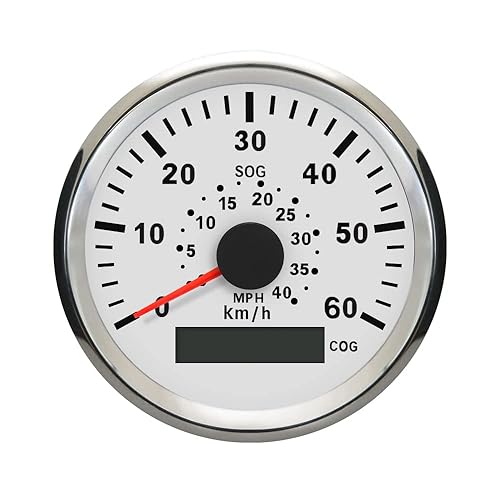 Miniatura 7 de ELING Velocímetro GPS marino Speedometer Speedo Gauge 35MPH con retroiluminación para barco, yate, barco, barco 3-3/8 pulgadas (3.346 in) 12 24