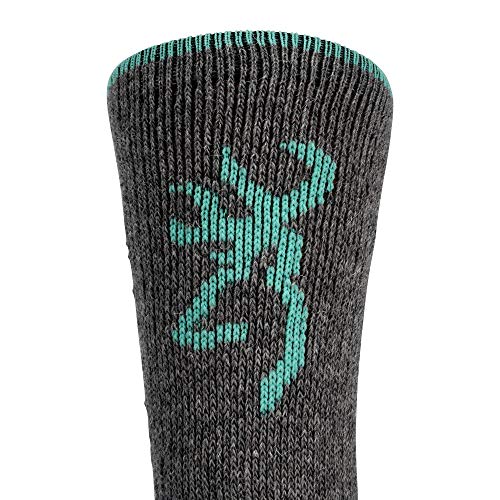 Browning Women's Wool Buckmark Socks, 2 Pairs Wool Blend Outdoor Boot Socks with Arch Support3