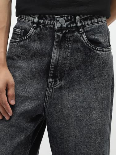 Image of Urbano Fashion Men's Loose Baggy Fit Heavy Washed Jeans Non-Stretchable