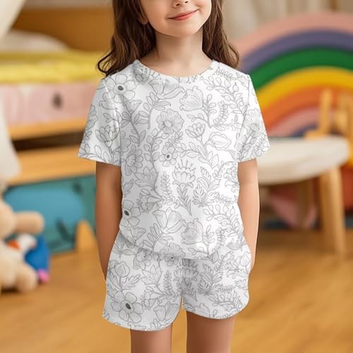 Activité anti-ennui ensemble pantalon et t-shirt fille à colorier motif fleurs 5-6 ans - 3