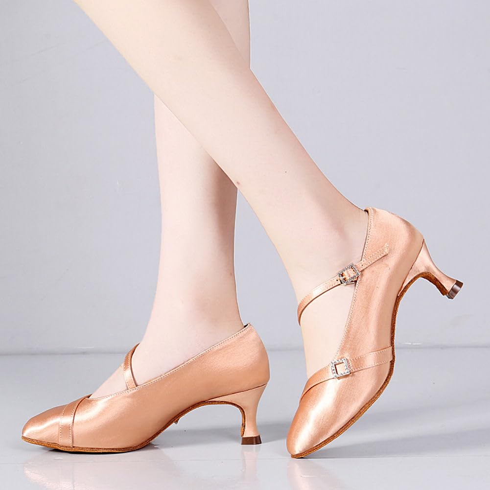 Scarpe da Ballo Latino Americano Donna Punta Chiusa Ampio Standard Moderna Scarpe da Danza da Salsa Tango e Bachata,New-125