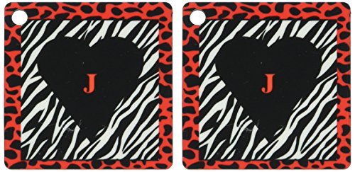 Porte-clés Lettre J Rouge style zèbre pour retrouver vos clés dans le sac
