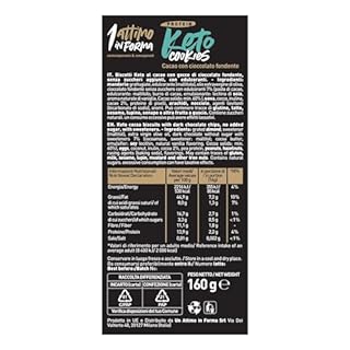 1 Attimo in Forma | Biscotti Proteici Keto per Dieta Chetogenica Senza Zuccheri Aggiunti 160 gr - Basso Contenuto di Carboidrati, Ricco di Fibre, Snack Spuntino Colazione (1 Confezione, Cacao)