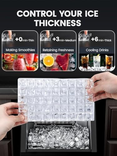 Image of Electactic Commercial Ice Maker Machine,100lbs /24H Stainless Steel Ice Machine,33lbs Storage, Auto Self-Cleaning Freestanding Ice Maker, Ice Machine Freestanding for Bar /Cafe /Restaurant-Silver