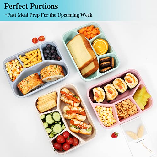 Xhongz 4 Compartment Meal Prep Lunch Containers For Adults, 4 Pack Bento Lunch Box, Durable Bpa Free Plastic Reusable Food Storage Containers With Lid, Microwave/Dishwasher Safe #TOP4