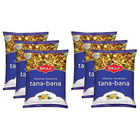 Bikaji Khatta Meetha (Tana Bana) 200g - Aslee Bikaneri Namkeen Anytime Snack Pouch - Traditional Indian Savoury Crunchy, Crispy Sweet And Sour Mixture (Pack of 6) Cover