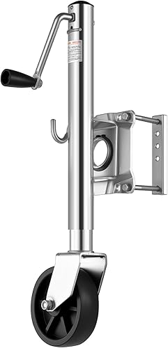 Miniatura 12 de VEVOR Gato de remolque con rueda, capacidad de carga de 1000 libras, gato giratorio de alta resistencia para remolque de barco con una sola rueda de
