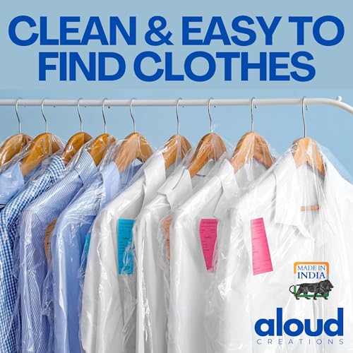 Image of ALOUD CREATIONS 30 Piece Thick Transparent Hanger Covers for Garments, Jackets, Shirts, Suits | Dress Cloth Cover for Wardrobe | Large Clear Plastic Bag, 60 Micron | Jumbo Size 24 x 36 Inch (60x90 cm)