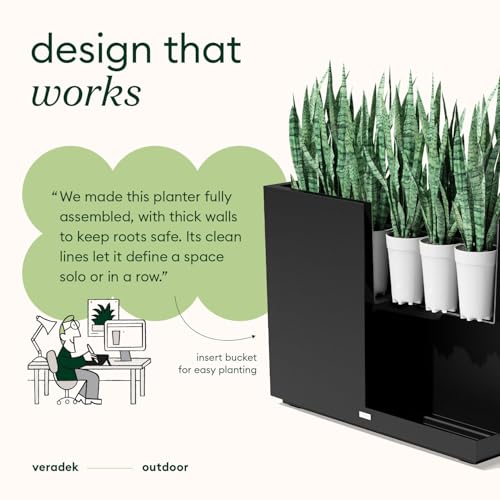 Image of Veradek Block Series Span Planter - Tall Rectangular Outdoor Planter