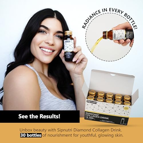 Diamond Liquid Collagen Drink, 15000 mg Hydrolyzed Marine Collagen Peptides with Vitamin C, Pomegranate, Healthy Hair Skin Nails Joints Bones Support, 50 ml x 10 Bottles (3 Boxes)