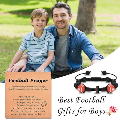 Image of Leyung Football Gifts for Boys 8-12, Cool Football Stuff Cross Bracelet for Teens Teenage Boys Girls, Birthday Easter Christmas Stocking Stuffers Valentines Day Gifts for Son Grandson Nephew Brother