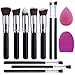 Produktbild EONO Essential Make-up Pinsel Set Premium Synthetic Kabuki Foundation Face Powder Blush Lidschatten Pinsel Make-up Pinsel-Set mit Blender Schwamm und Bürste Ei (10 + 2 PCS, Schwarz/Silber)