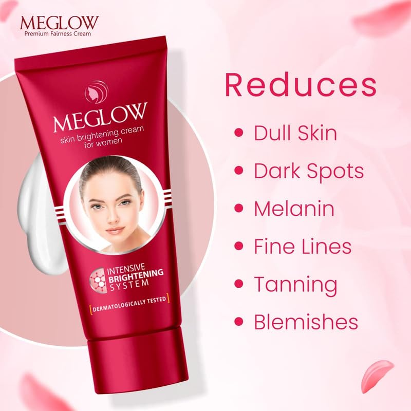Image of Meglow Skin Brightening Cream For Women| Face Cream For Glowing Skin| Dark Spot Removal with Kojic Acid, 1% Glycolic Acid, Alpha Arbutin Pack of 6 (30g each)