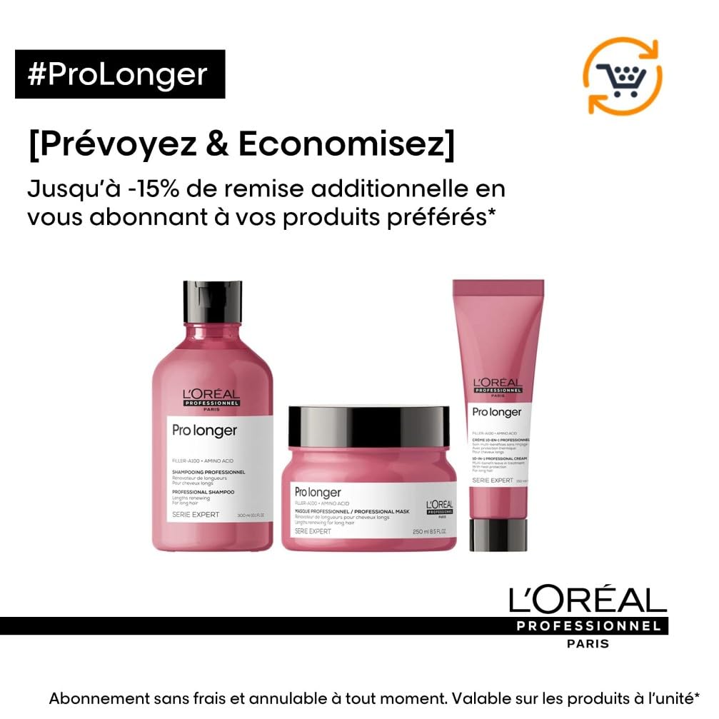 L'OREAL PROFESSIONNEL - Renovateur de Longueurs - Pro Longer - Homme & Femme - Restauration Instantanée De La Fibre Capillaire - Apporte Force & Brillance - Cheveux Longs & Cassants