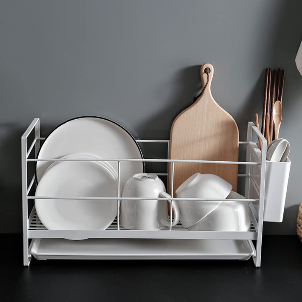 Égouttoir à Vaisselle Égouttoir À Vaisselle Blanc avec Égouttoir Amovible pour Comptoir De Cuisine Panier à Vaisselle pour Cuisine