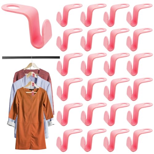 Ganchos Conectores para Perchas,Mini Perchas de Ropa en Cascada,Plástico Conector Colgador Ropa para Ahorra Espacio,Clips Extensores de Perchas Armario,Ganchos de Conexión Ahorran Espacio (Rosa)