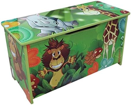 HomeStoreDirect Jungle Green Animal Themed Kids Childrens Wooden Toy Box Bench Storage Box