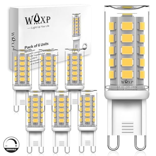 WAXP Dimmbar G9 LED Lampe Neutralweiß 3W, 4000K G9 LED Leuchtmittel, Entspricht Ersetzt 30W Halogenlampe, 300 Lumen, 6er-Pack