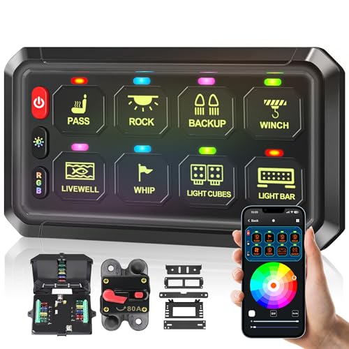 Bzgnl Panneau d'interrupteur RVB à 8 vitesses à intensité variable automatique - Panneau d'interrupteur multifonction avec mémoire d'impulsions instantanée à bascule - Panneau d'interrupteur en