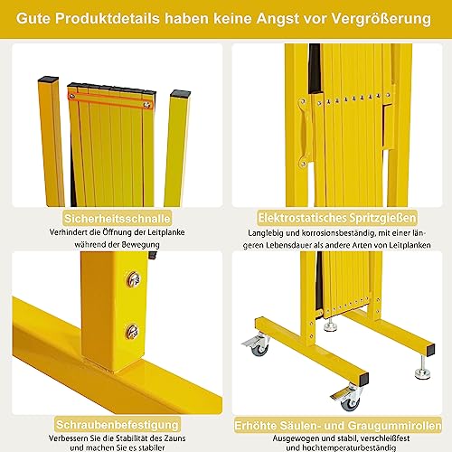 OUUTMEE absperrgitter Outdoor scherengitter ausziehbar Outdoor,Scherengitter Absperrgitter Scherensperre 270cm x Höhe 120 cm, ausziehbar, Baustelle/Bahnhof/Schule/Garage, Gitter-Akkordeon-Zaun