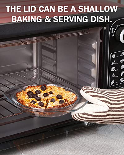 Round Glass Casserole With Glass Lid Covered Glass Bakeware Ovenware Easy Grab Glass Microwave Bowls With Glass Lid (1L) #TOP3