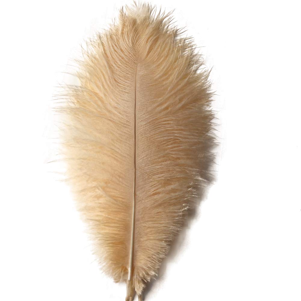 Sowder Champagne 20Pcs Natural 10-12Inch(25-30Cm) Ostrich Feathers Plume For Wedding Centerpieces Home Decoration(Champagne)