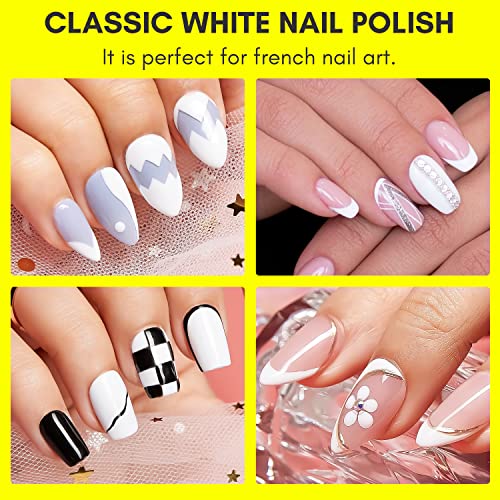 Makartt 7Pcs French Nail Art Stickers Kit, 8Ml White Gel Nail Polish,6 Sheets French Tip Stickers, Self-Adhesive French Manicure Strips Guides French Edge Auxiliary Kit For Beginner Diy Nail Design #TOP2