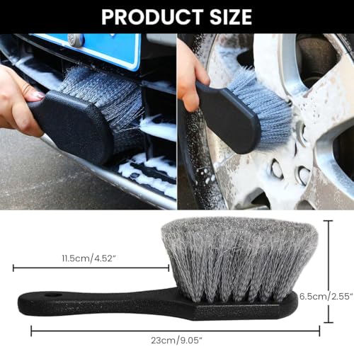 Image of STHIRA 15cm Wide Car Tire Cleaning Brush Hard Nylon Bristles Rim Scrubber Handheld Car Wheel Cleaning Brush for Tires, Rims, Hubcaps & Car Exterior, Deep Cleans & Restores Shine Tyre Brush