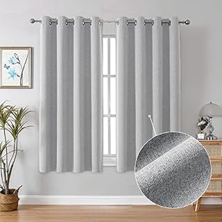 CUCRAF 100% Blackout Curtain 2 Panels Eyelet Top Thermal Soundproof Blackout Curtains for Bedroom,Kidsroom and Living Room,46" x 54"(W x L), Greyish White