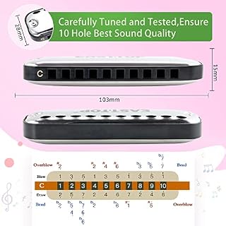 EAST TOP Harmonica Junior, Bord Arrondi en Douceur 10 Trous C Key Blues Orgue à Bouche Harmonica pour Enfants et Enfants… – Image 4