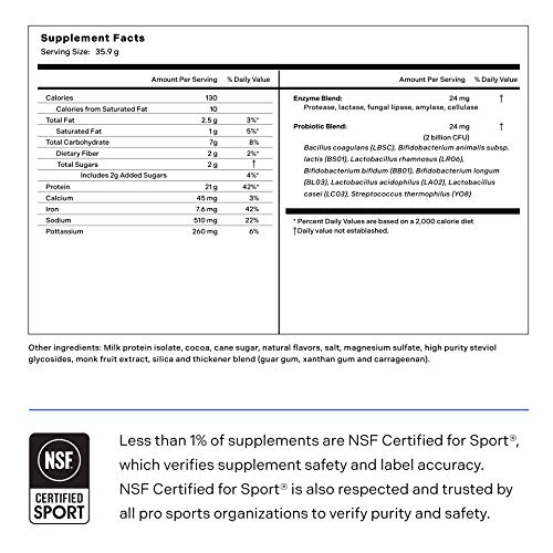 LADDER Sport 100% Plant-Based Protein Powder - 21g Protein, 4.5g BCAAs, 9g EAAs, 2 Billion CFU Probiotics, No Artificial Sweeteners, 15 On-The-Go Packets, NSF Certified for Sport (Chocolate)